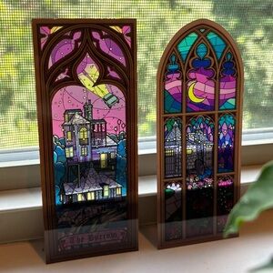 Stained Glass Art Panels - Purple and Blue
